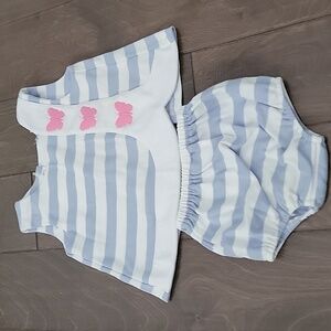 VGUC 6-12m TBBC Tilly Tab Swing Top Butterfly stripe baby girls bloomer set.